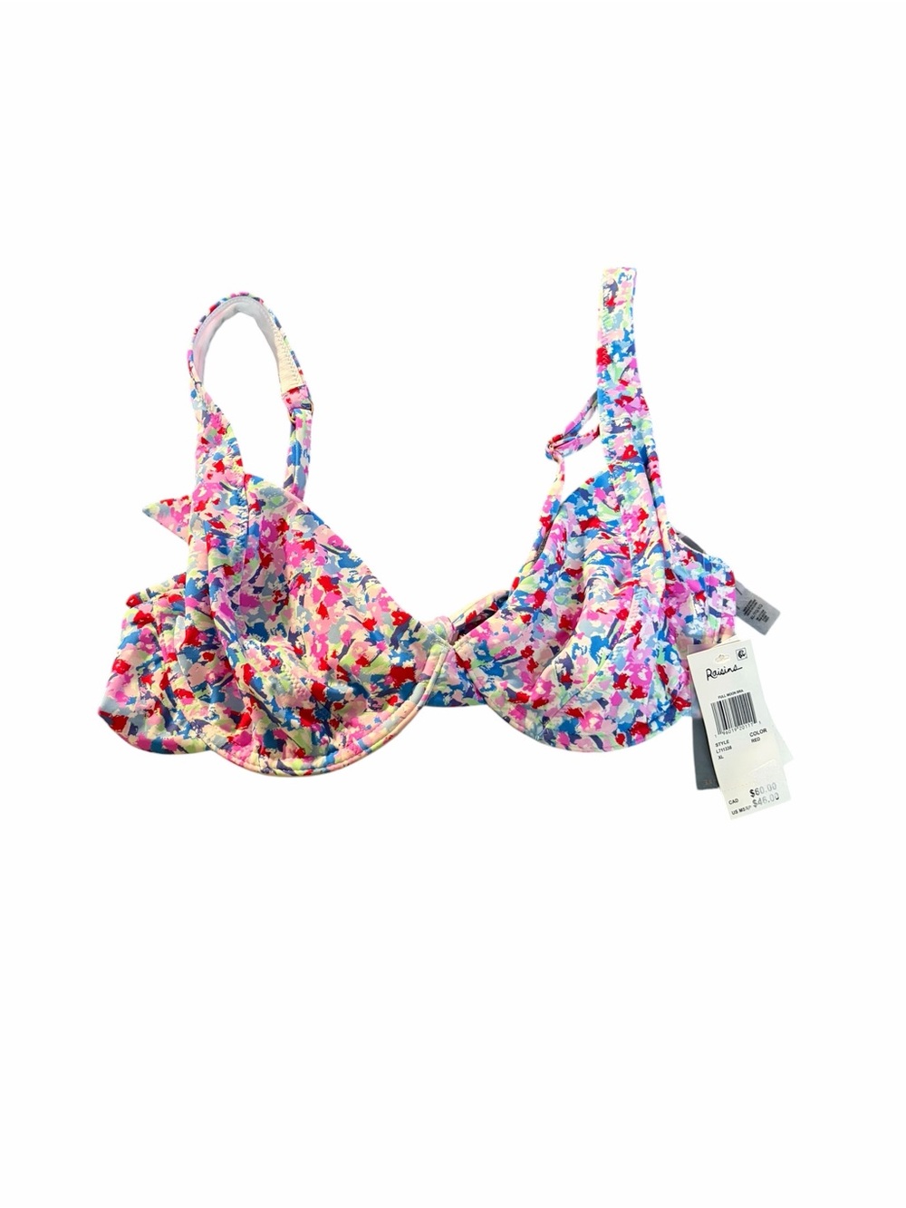 NWT Raisins Full Moon Abstract Print Underwire Bikini Top XL Blue Floral Swim - Picture 3 of 5